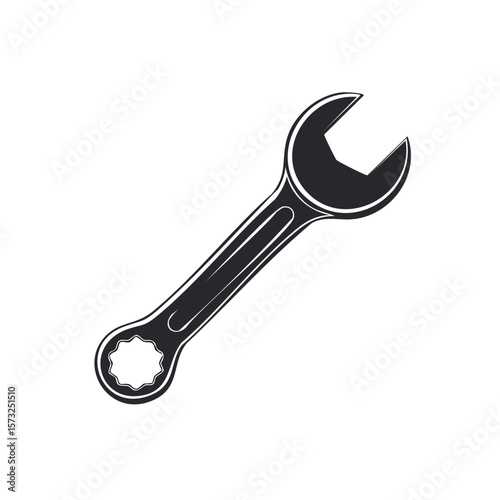 Monochrome Wrench Tool Isolated on White Background in a Studio Shot