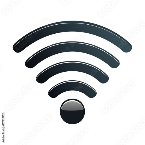 Simple Black and White Wi-Fi Icon, Wireless Technology Signal Vector, Internet Connectivity Symbol