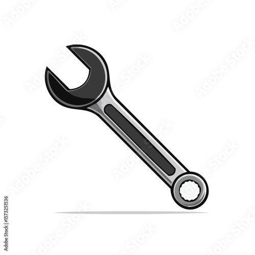 Silver Combination Wrench Illustration Isolated on White Background Tool for Repairing Equipment