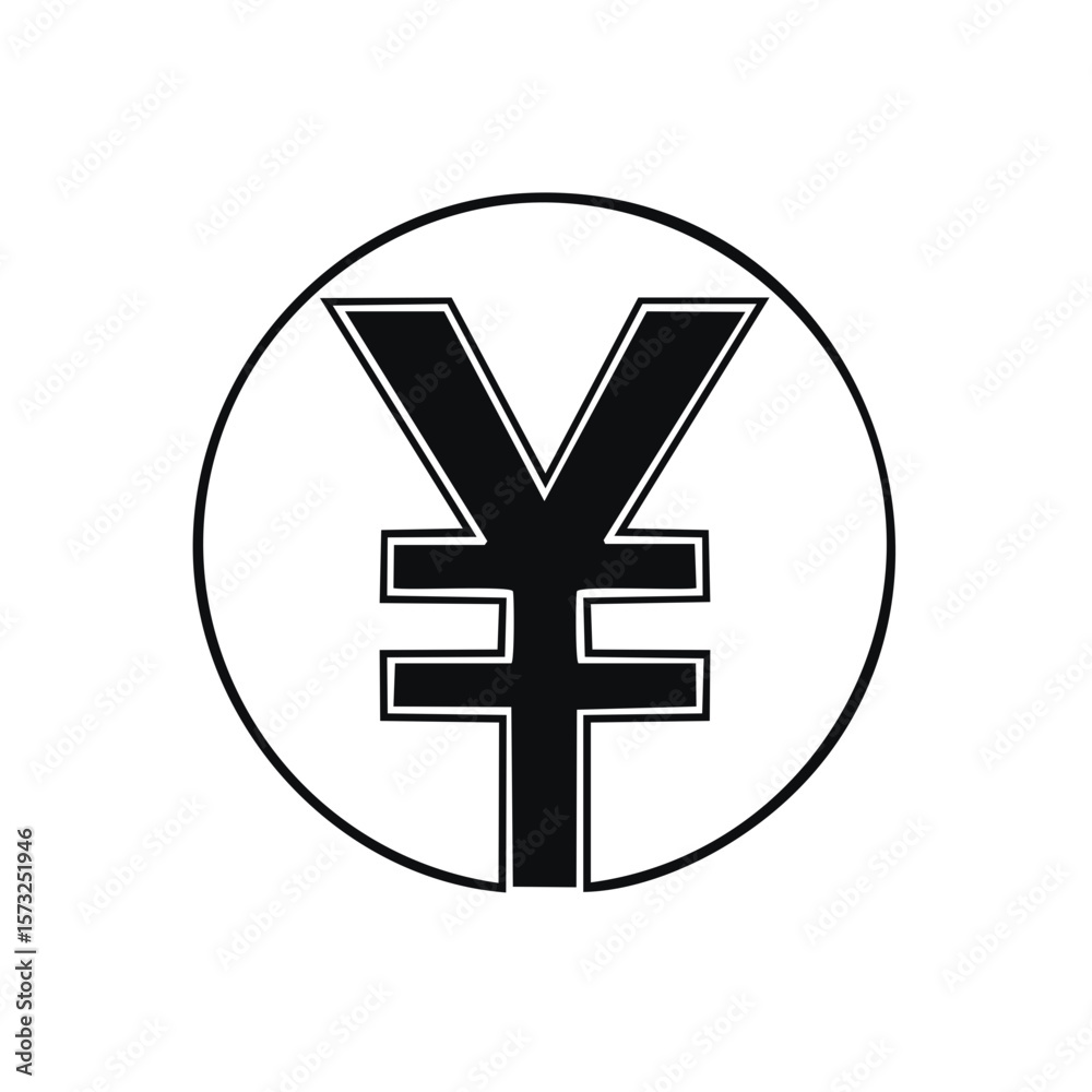 Obraz premium Japanese Yen Symbol Icon Contained Within Circle: Financial Sign for Commerce and Monetary Exchange Illustration