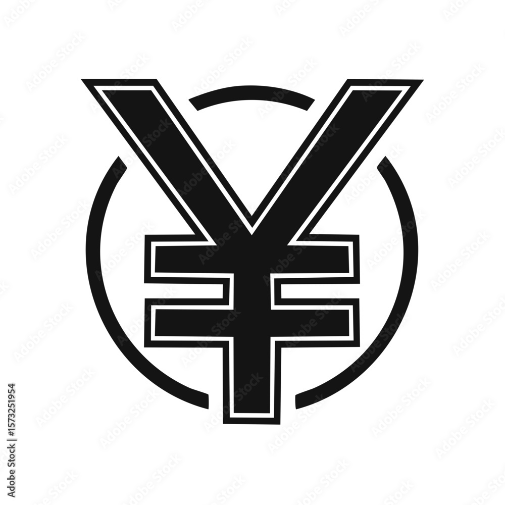 Fototapeta premium Yen Symbol Icon in Circle - Finance Concept, Exchange Rate