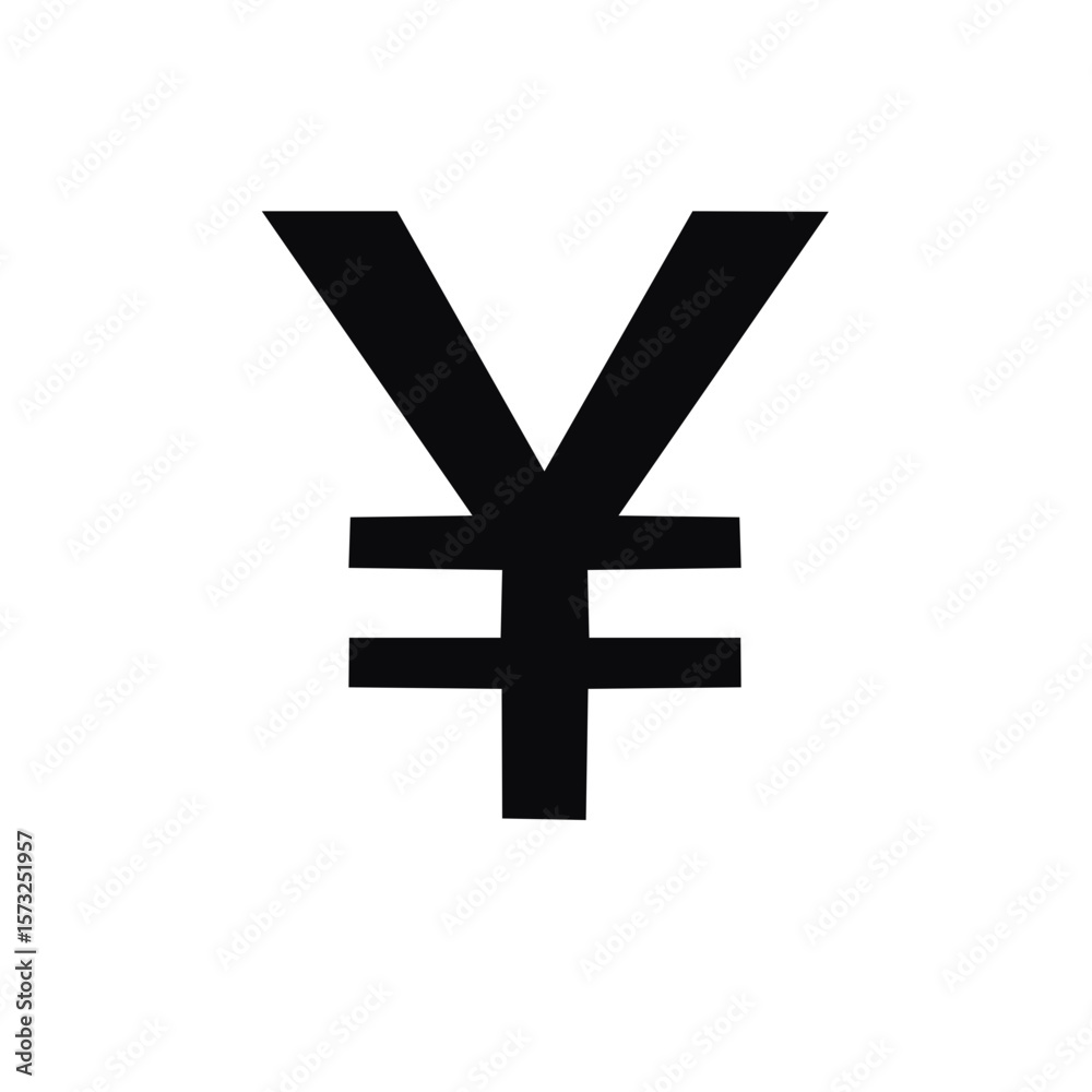 Obraz premium Japanese Yen Currency Symbol in Black on White Backdrop for Financial Concepts