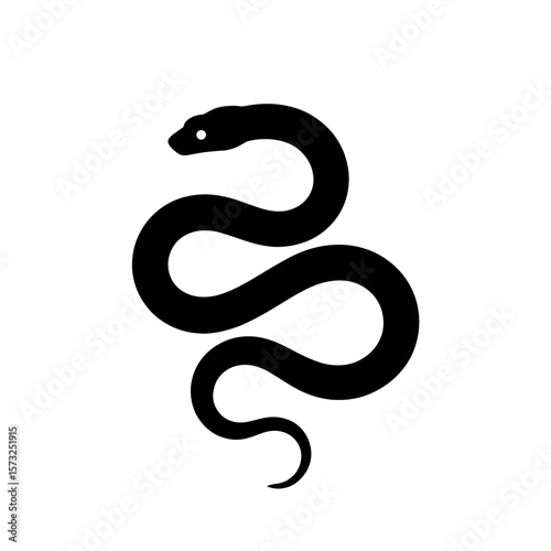 snake black silhouette vector, Simple silhouette Design vector icon with white background. Halloween clipart illustration