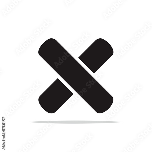 Simple Black X Shape on White Background Represents Cancel or Delete Symbol, Rejection Sign, No or Error