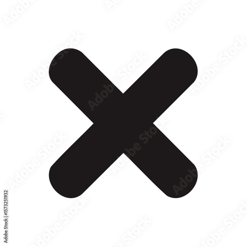 Black X Shape on White Background Symbol for Rejection, Removal, Deletion or Simple Close Button