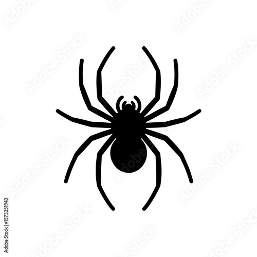 spider  Halloween black silhouette vector, spooky simple silhouette design icon on white background, Halloween clipart illustration