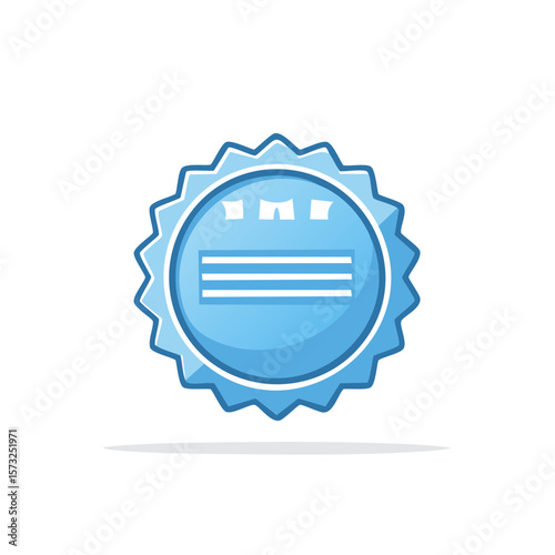 Light Blue Serrated Circle with Horizontal Lines and Blank Shapes for Text, Decoration, or Information