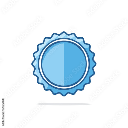 Light Blue Serrated Circle Frame Graphic Element Design for Badges and Seals
