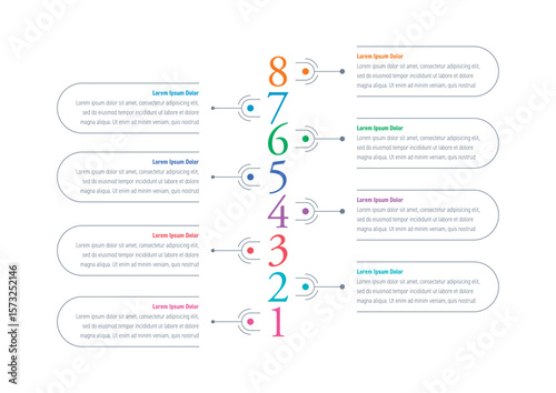 numerical infographic template. eight steps information template. infographic template for education, technology, industry, business. information template for annual report, magazine