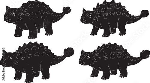 Ankylosaurus Cartoon Dinosaur Character silhouette