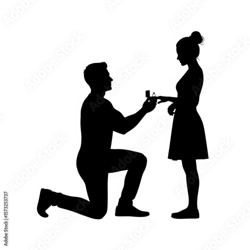 Marriage Proposal Silhouette Vector Illustration