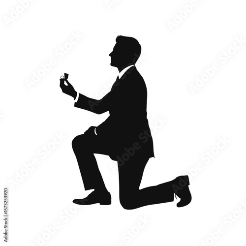 Proposal Silhouette: Man Kneeling with Ring