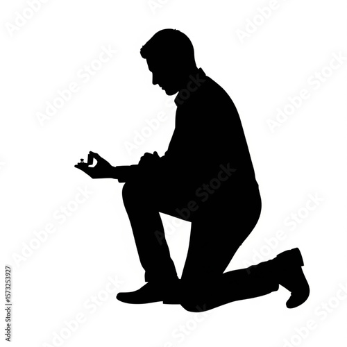 Man on Knee Proposing Silhouette