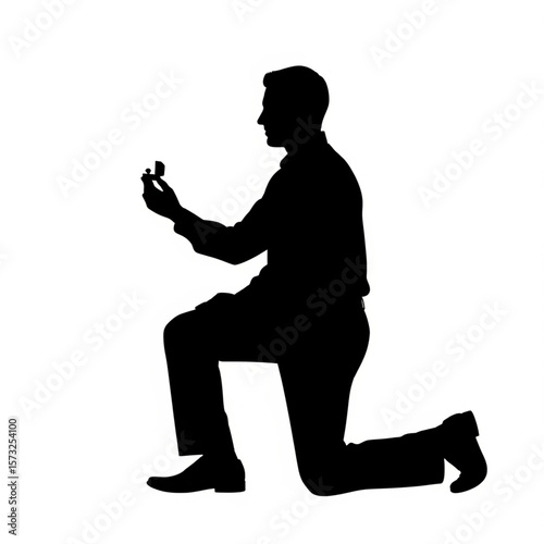 Man Proposing - Silhouette Illustration