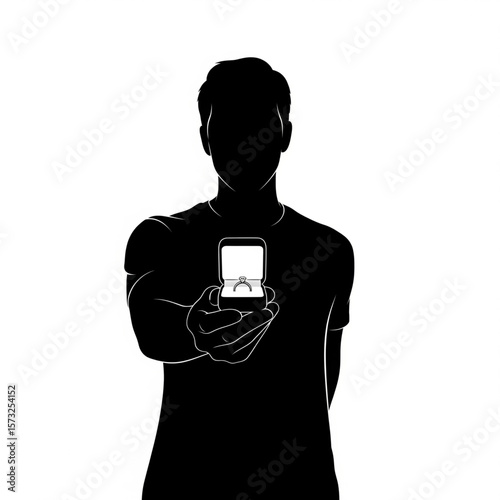 Man Proposing, Silhouette Vector
