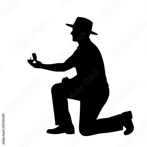 Proposal Silhouette: Man Kneeling with Ring