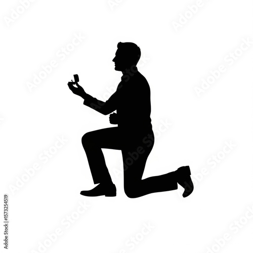Proposal Silhouette: Man on Knee with Ring