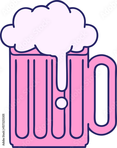 iconic tattoo style image of a beer tankard in bright neon color