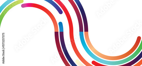 Abstract Background with Color Line Shapes. Geometric Pattern with Squiggle Gradient Elements stock illustration