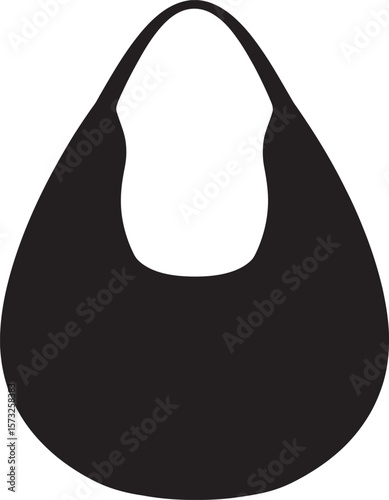 Crescent-Shaped Hobo Bag Silhouette Vector in Black and White
