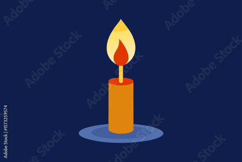 burning candle on black background