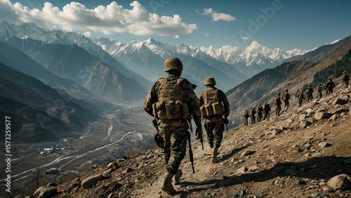 Dramatic Conflict Scene in Mountainous Terrain