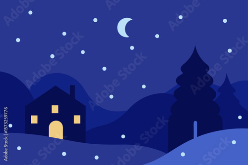 winter landscape with houses