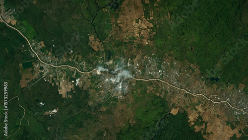 Aerial View of Amazon Rainforest Deforestation Impact