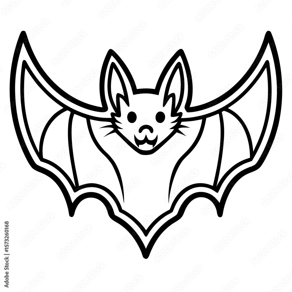Fototapeta premium Cute cartoon bat with outstretched wings and friendly face