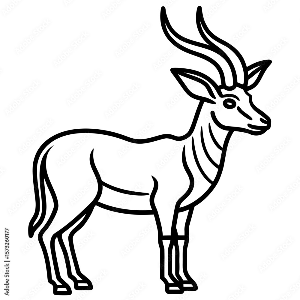 Obraz premium Stylized line art illustration of a gazelle standing gracefully