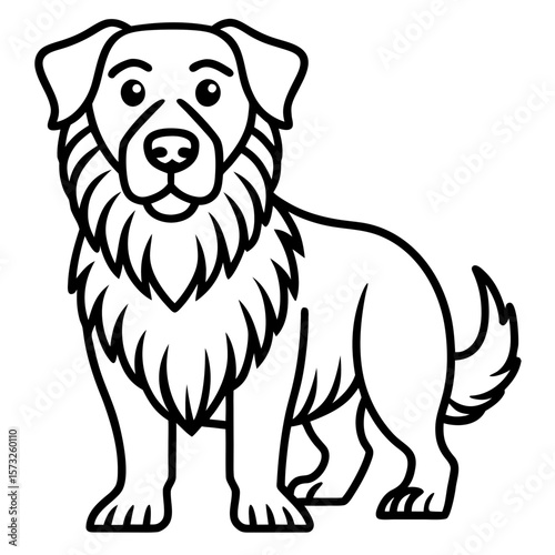 Friendly cartoon golden retriever dog standing and looking forward