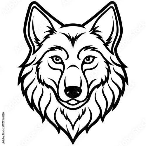 Stylized black and white wolf head emblem with fierce expression