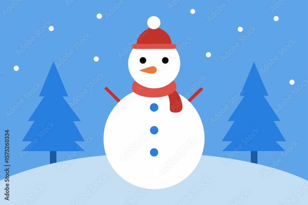 Fototapeta premium snowman with christmas tree