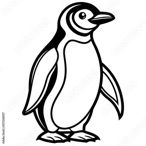 Stylized black and white penguin illustration standing proudly