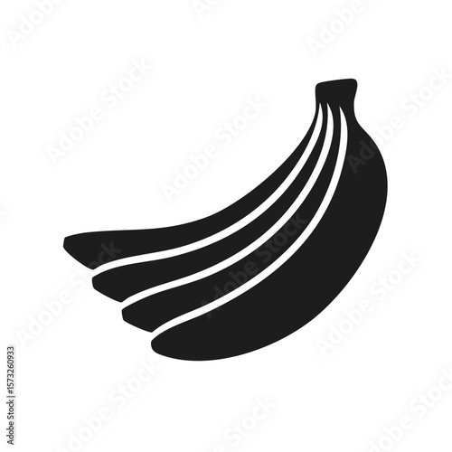 Monochrome Banana Fruit Vector Art Illustration Isolated on White Background