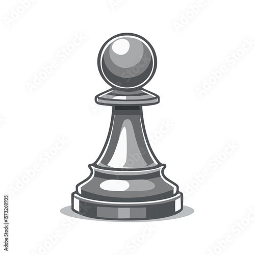 Illustrated Grey Pawn Chess Piece Game Strategy Logic Concept Art