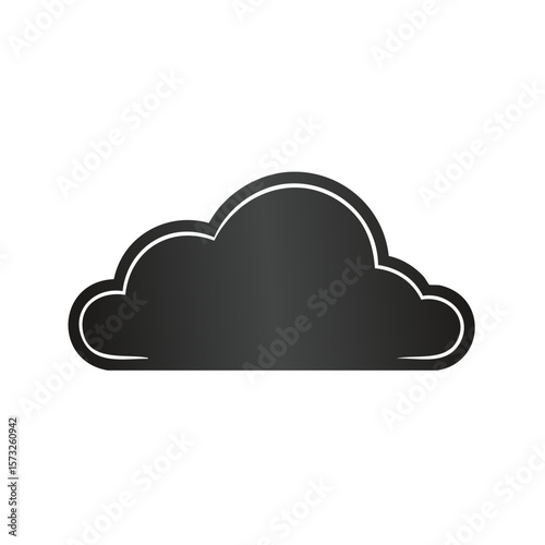 Isolated Cloud Silhouette Icon in Black with White Border Illustration