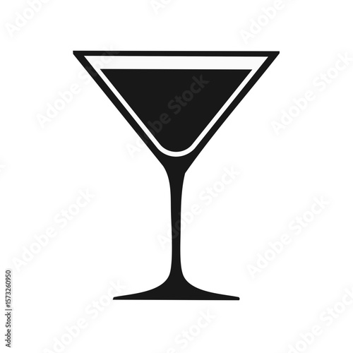 Cocktail glass silhouette, martini drink in minimal vector design.