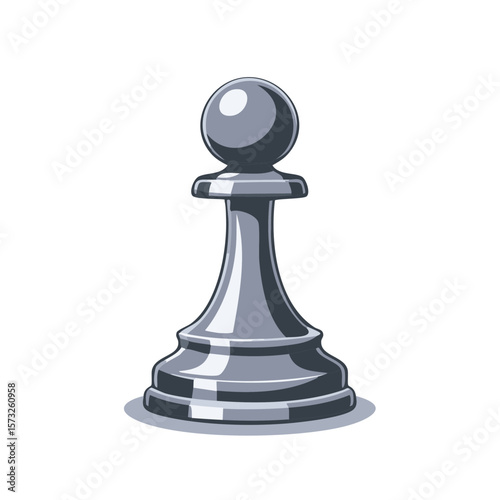 Detailed Silver Chess Pawn Illustration Strategic Game Element Chessboard Piece