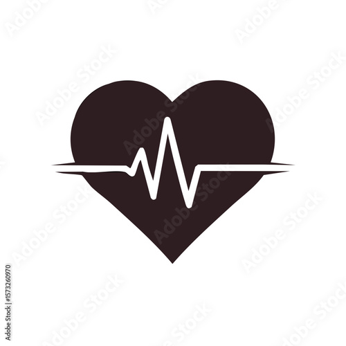 Stylized Heart with ECG Waveform Symbolic of Healthcare and Medical Diagnostic Concept