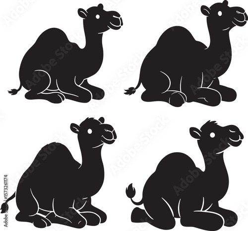 Cute Camel Sitting Cartoon Animal Character silhouette