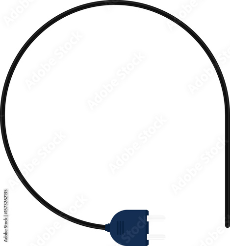 Circular line design of a socket plug connector with a wire attached, featuring a continuous round shape.