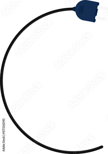 C-shaped curve path with a socket plug connector at the end of the wire, showing a smooth rounded curve.