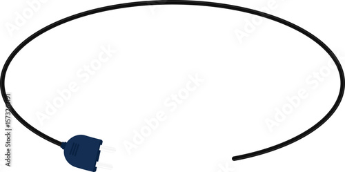 Curve path with a socket plug connector at the end of a wire, forming an oval circular shape.