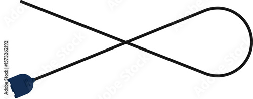Curve path with a socket plug connector at the end of the wire, with the wire crossing over itself.