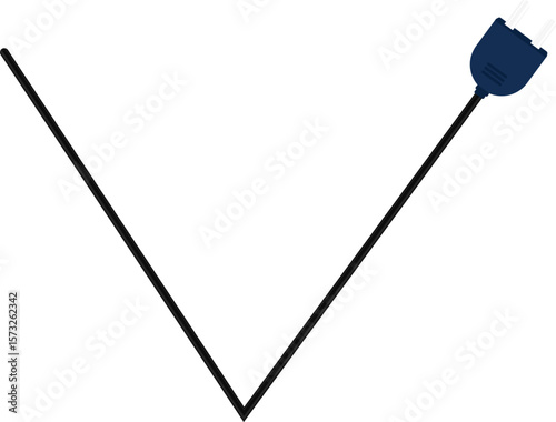 V-shaped curve path with a socket plug connector at the end, forming a V design in the wire.