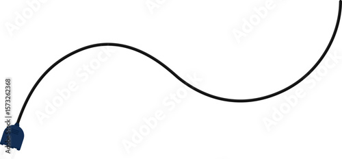 Curved graphic wave path with a socket plug connector at the end of the wire, illustrating a smooth, wave-like design.