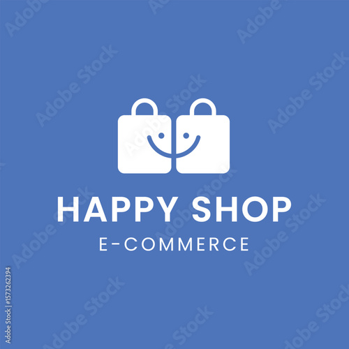 E- commerce logo design happy shop  