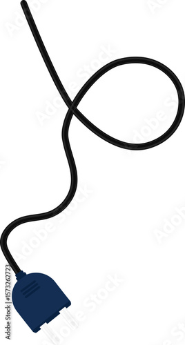 Path with a socket plug connector at the end, forming a loop in the wire.