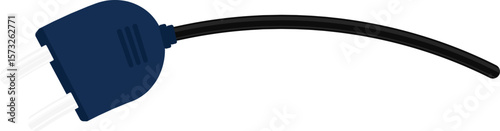 Path with a socket plug connector at the end, featuring a little curve with a short arc in the wire design.